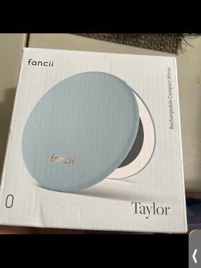 Fancii Taylor Rechargeable Compact Makeup Mirror W/LED Lights, 10x /1x Soft Sky